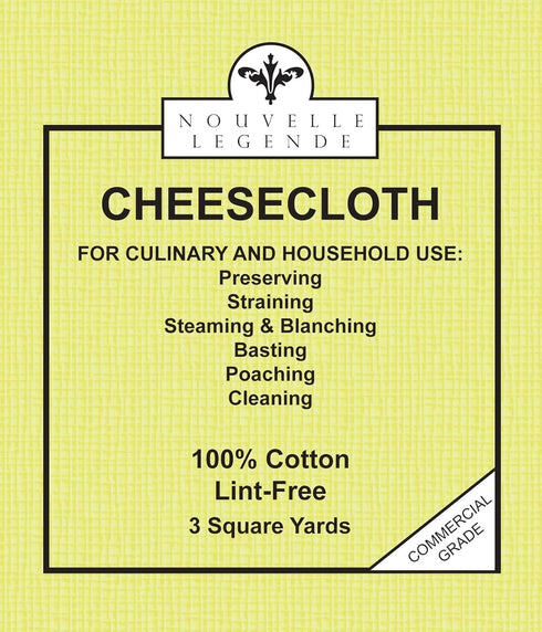 Nouvelle Legende Commercial Grade Unbleached Cotton Cheesecloth, Durable, Lint-Free, Reusable, Machine Washable for Straining, Cooking, Basting, C...