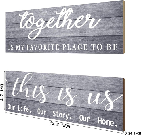 Jetec 2 Pcs Wooden Home Wall Signs This is Us Wall Decor Family Plaque Together Is My Favorite Place To Be Sign Rustic Wood Entryway Art for Farmh...