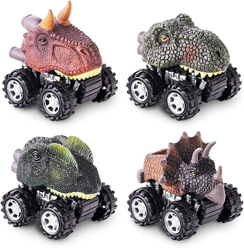 Dinosaur Toys for 3-7 Year Old Kids, Pull Back Dinosaur Cars for Kids, 4 Pack Set Car Toys, Gift Toys Dino Cars...