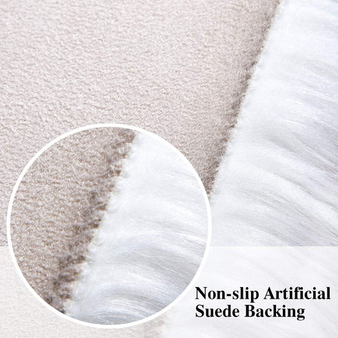 Softlife White Small Faux Fur Sheepskin Throw Rug Fluffy Shag Fur Chair Cover Pad Washable Square Area Rugs for Living Room Bedroom Dorm 20" x 20"...