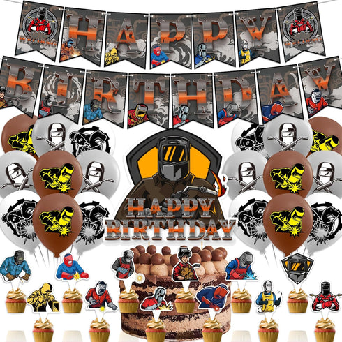 Electric Welding Party Decorations Electric Welding Birthday Party Supplies Includes Electric Welding Birthday Banner Cake Topper Cupcake Toppers ...