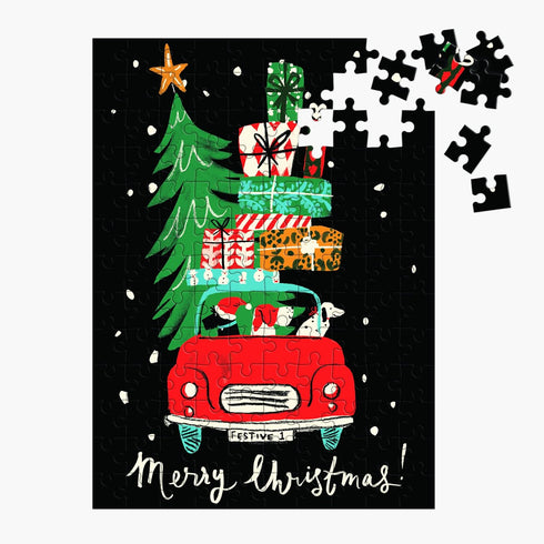 Galison Christmas Car 130-Piece Puzzle Ornament – Mini Puzzle Measures 6’ x 8.25” – Festive Holiday Puzzle Packaged in Ornament Box – Makes a Grea...