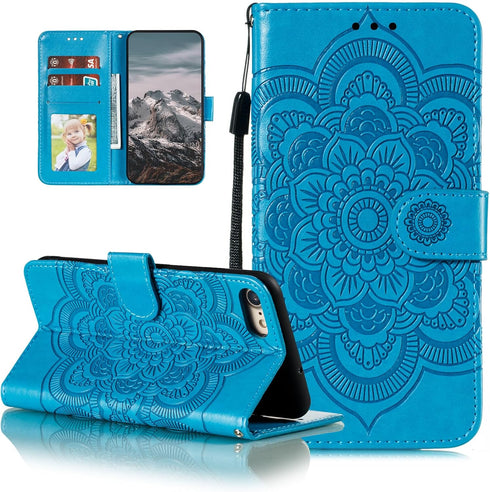 EYZUTAK Mandala Case for iPhone SE(5G) 2022 iPhone 7 iPhone 8 iPhone SE 2020, Premium Leather Flip Wallet Card Slots Magnetic Stand Ultra Slim Cas...