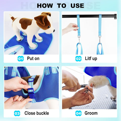 Dog Grooming Hammock for Dogs & Cats - Cat Hanger Sling Restraint Bag with Pet Nail Clipper Trimmer, Pet Grooming Harness for Nail Trimming/Clippi...
