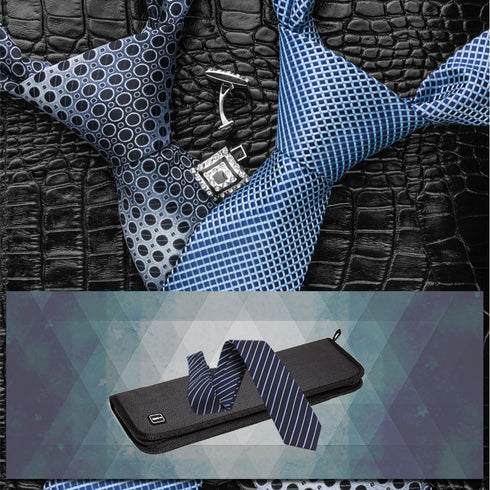 Travel Tie Case, Portable Waterproof Necktie Cufflinks Storage Box Tie Holder Stored up to 4-5 Ties - Black...