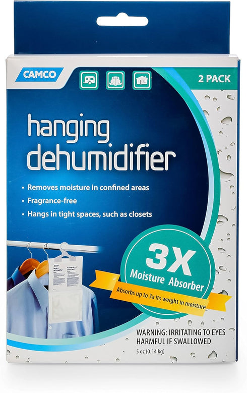Camco 44286 Fragrance Free Hanging Dehumidifier-Convenient Hook Absorbs up to 3x Its Weight in Water, Reduces Moisture and Humidity in Closets and...