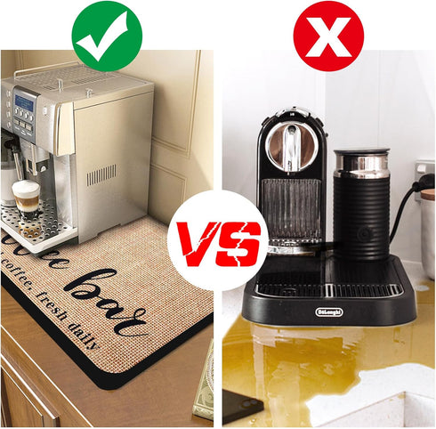 Coffee Mat Coffee Bar Mat Hide Stain Absorbent Drying Mat with Waterproof Rubber Backing Fit Under Coffee Maker Coffee Machine Coffee Pot...
