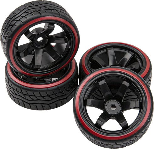 Hard Plastic Wheel Rims & Plastic Tires 12mm Hex Compatible with Traxxas HSP Tamiya Kyosho Himoto 1/10 RC Drift Car (Style 1)...