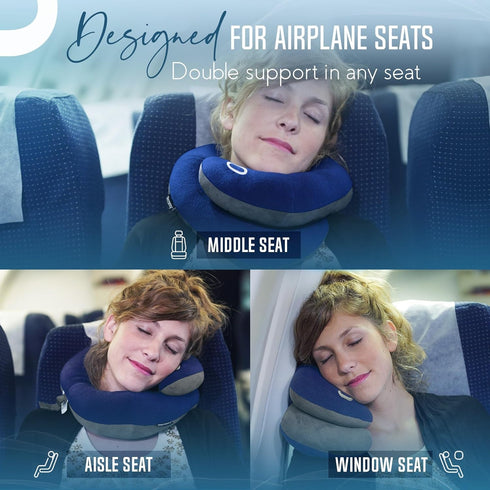 BCOZZY Travel Neck Pillow for Airplane– Patented Double Support for Head, Neck, and Chin. Best for Long Flights, Plane Sleeping, and Car Rides. Ad...