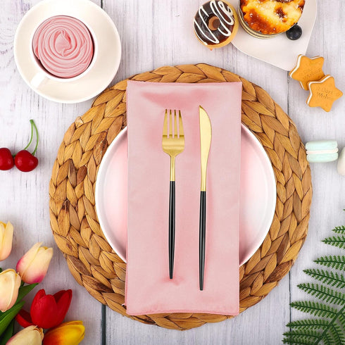 ANECO 16 Pack Square Satin Napkin Bright Silk Table Napkin Soft Smooth Fabric Table Napkin for Wedding Banquet Party Decoration, Rose Gold, 17 x 1...