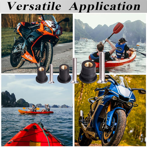 36 Pairs M4 M5 M6 Neoprene Well Nuts with Stainless Steel Screw M5 Rubber Well Nuts Kayak Brass Copper Bolts Well Nut Kit for Kayak Motorcycle Boa...