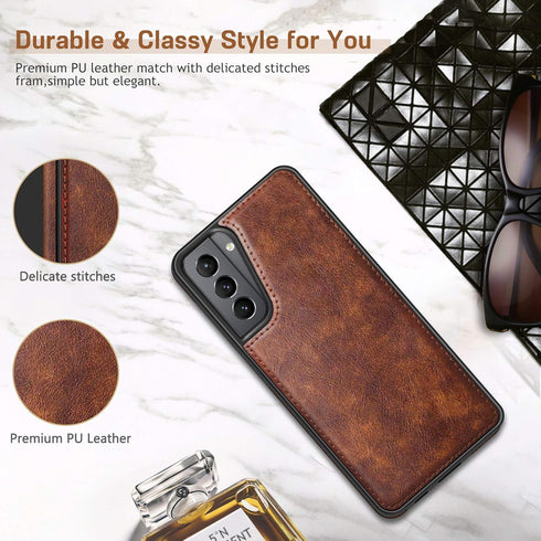 LOHASIC for Galaxy S21 Case 5G, Premium Leather Luxury PU Non-Slip Grip Rugged Bumper Shockproof Full Body Protective Cover Men Women Phone Cases ...