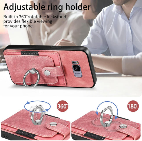 Asuwish Phone Case for Samsung Galaxy S8 Wallet Cover with Tempered Glass Screen Protector and Slim Ring Stand Credit Card Holder Leather Cell Acc...