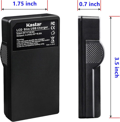 Kastar Battery (X2) & LCD USB Charger for NP-40 and Exilim Z400 FC100 FC150 FC160S P505 P600 P700 Z100 Z1000 Z1050 Z1080 Z1200 Z200 Z30 Z300 Z40 Z...