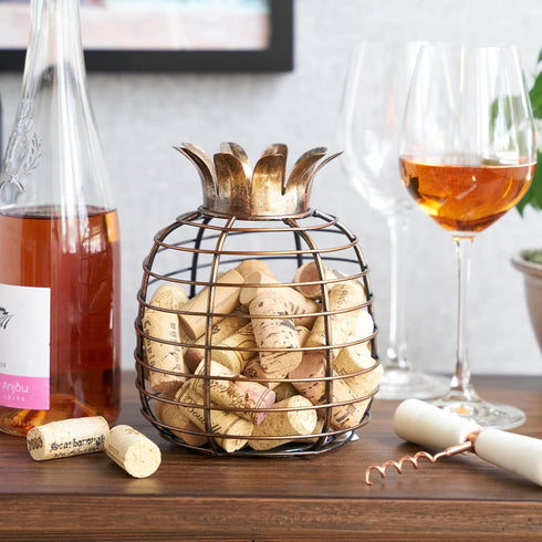 True Juicy Pineapple Stainless Steel Wine Cork Holders Decorative, Holds 50 Corks, Kitchen Bar Accessories, Rustic Home Decor Design, Set of 1...