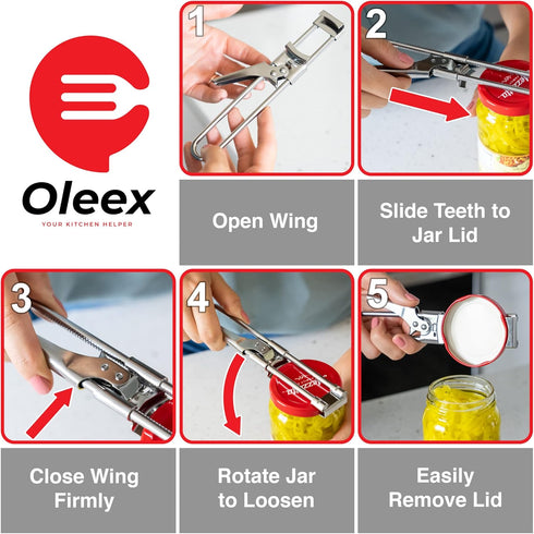 Oleex Jar Opener for Weak Hands (x2) with Keychain Bottle Cap Opener. Easy Seniors Arthritis, Kids Openers. Gripper Tight Lid Opener, Kitchen Gadg...