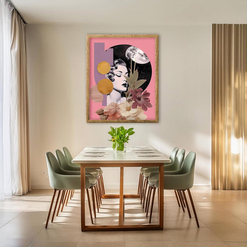 Posterizer 1 pcs-vintage woman surreal collage with planets-Retro Art-Abstract & Modern Art-Gift for Art Lovers-Gifts for Women- UNFRAMED Wall Art...