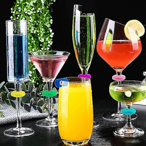 Wine Glass Charms, 36PCS Reusable Silicone Wine Glass Drink Markers, Glass Identifiers For Glass and Cups at Parties, Anniversary, Christmas,Carni...