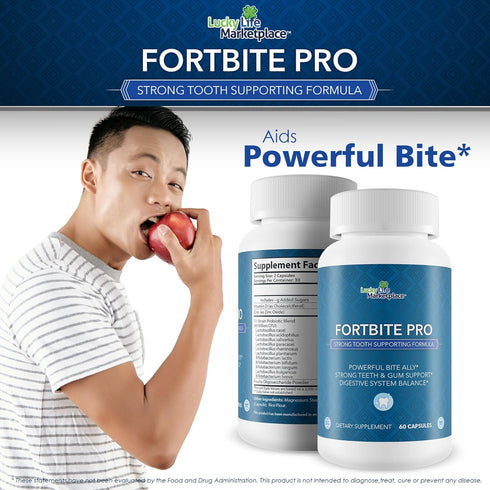 Fortbite Pro - Oral Health Probiotics - Support Healthy Teeth & Gums - Strong Tooth Supporting Formula - Promote Healthy Mouth Bacteria with Multi...