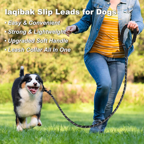 Slip Lead Dog Leash, 6 FT x 1/2'' Heavy Duty Dog Leash for Large Dogs That Pull with Padded Handle & Highly Reflective Threads, No Pull Dog Traini...