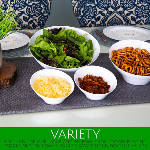 PLASTICPRO Disposable Angled Plastic Bowls Round Medium Serving Bowl, Elegant for Party's, Snack, or Salad Bowl, Clear Pack of 4...