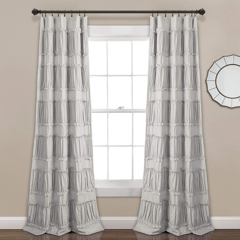 Lush Decor Nova Ruffle Window Curtain Panel Pair, 42"W x 84"L, Gray...