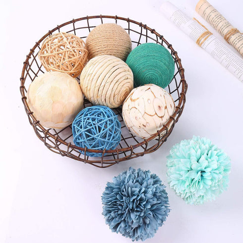 9pcs 3.5Inch Fall Decorative Ball Orb Rattan Ball Rattan Woven Orbs Spherical Bowl and Vase Filler for Home Party Wedding Display Decor Props...