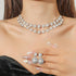 Silver Necklace and Earrings Set Crystal Bridal Wedding Jewelry Sets for Brides Bridesmaid Prom Costume Accessories for Women...