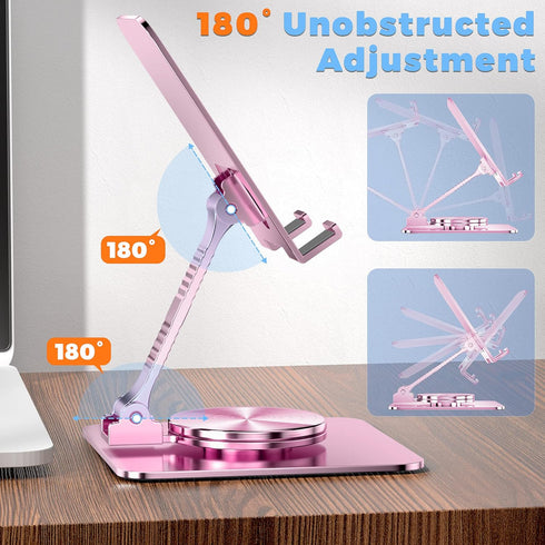 Rotatable Foldable Phone Stand for Desk, Fully Adjustable Desktop Holder Cradle Dock Compatible with iPhone 14 13 12 11 Pro Max Xr, Nintendo Switc...