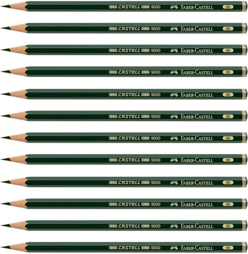 Faber-Castell pencils, Castell 9000 graphite pencils, 8B Pre-sharpened Black lead pencils for sketch, shading, drawing, artist - box of 12 (8B)...