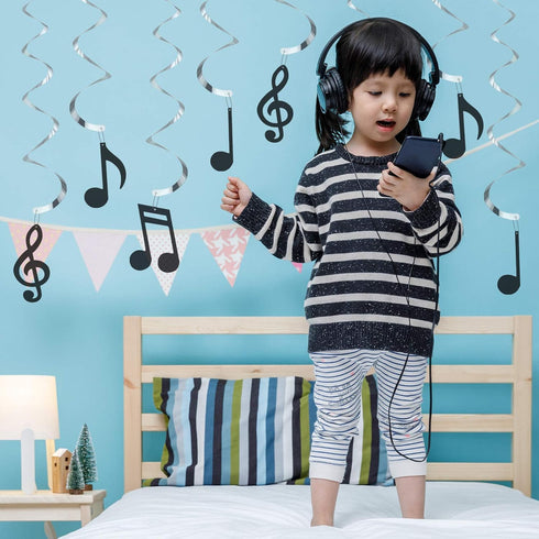 Zonon 25 Pieces Musical Note Hanging Swirl Music Foil Whirl Theme Party Decoration Cutout Spiral for Wedding Baby Shower Birthday Party Supplies (...