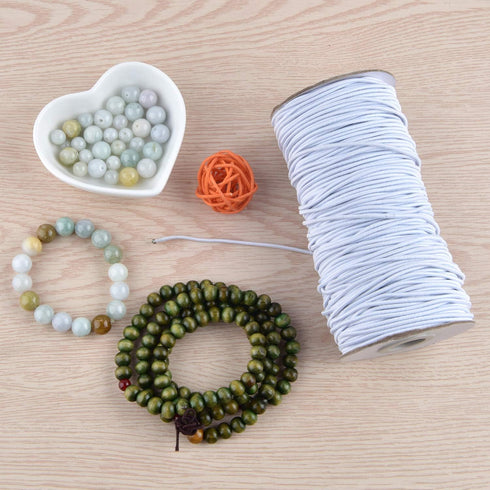 Stretchy Bracelet String 1 Roll 2mm Elastic Cord Sturdy Elastic Beading Cord 100 Yards Stretchy String for Bracelet Jewelry Making Necklaces Beadi...