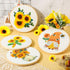 4 Set Embroidery Kit for Beginners Sunflower Adults Cross Cloth DIY Needlepoint Kit with Floral Gnome Stamped Patterns, Instructions, Embroidery H...
