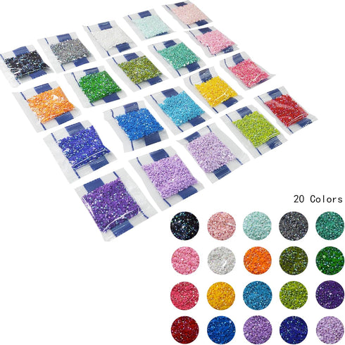 AB Diamond Painting Beads, 5D Diamond Painting Accessories, 20 Colors Round Diamond Painting Drills AB Rhinestones Flatback Rhinestones for Bead A...