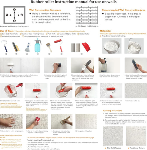 7'' Pattern Roller for Wall Decoration Classic Rubber Roller Texture Roller Tool to Add Design to Thick Slurry Elastomeric Coatings, Not Paint Rol...