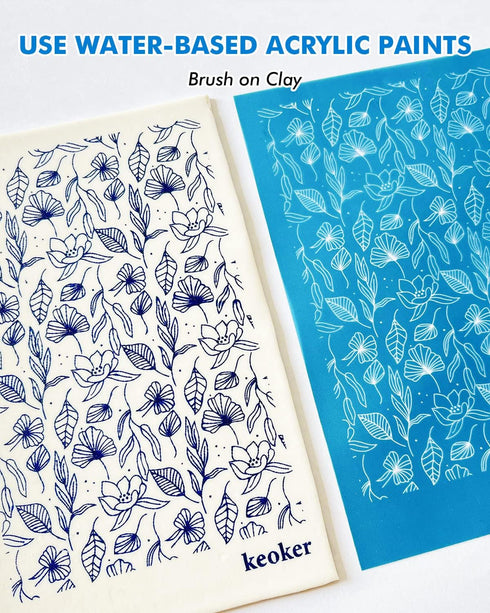 KEOKER Silk Screen Stencils for Polymer Clay,Cheetah Leopard Silk Screen for Polymer Clay, 6 PCS Reusable Silkscreen Print Kit for Printing on Cla...