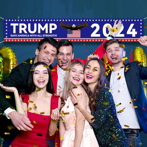 Trump Banner, 118.11x19.69 Inch Trump 2024 Banner Fence Large Trump Banners and Signs 2024 Save America with All Strength Banner Trump Flags Trump...