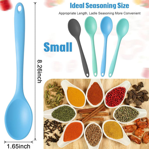 4 Pcs Silicone Mixing Spoons Nonstick Heat Resistant Silicone Cooking Spoon Multicolor Serving Baking Utensil for Kitchen Baking Serving Stirring...
