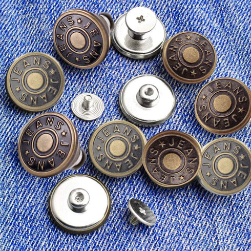 8 Sets Replacement Jean Buttons,No Sew Removable Metal Button for Jeans,17mm Button Repair Kit with Screwdriver in Plastic Storage Box.Fit for Any...