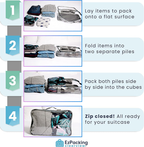 Large Clear Travel Packing Cube/See-Through PVC Organizer for Suitcase/Multipurpose Pouch w/Handle/Dress Shirts, Pants, Cashmere, Sweaters & Seaso...