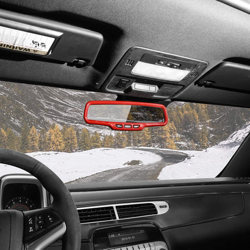 Compatible with 2011-2015 Chevrolet Camaro, Car Rear View Mirror Interior Trim Cover (Red)...