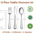 12-Piece Toddler Kids Silverware Set, HaWare Stainless Steel Hammered Flatware Cutlery, Children Tableware Includes 4 Spoons 4 Forks 4 Butter Kniv...