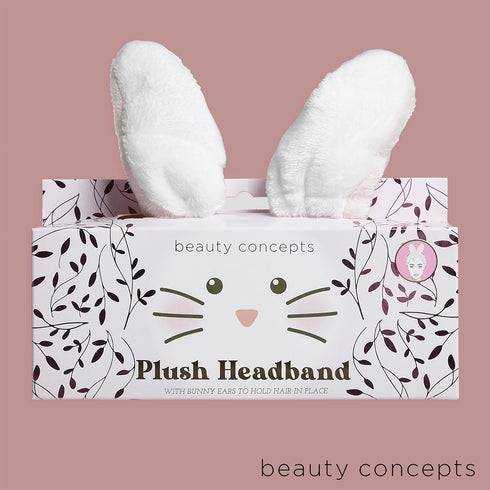 Beauty Concepts Cute Bunny Ears Spa Headband - Soft, Adjustable, and Adorable Hair Accessory for Skincare and Makeup Routines...