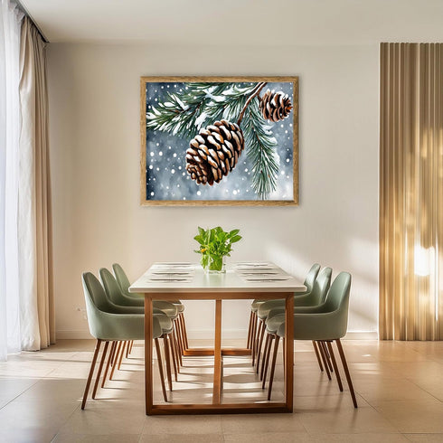 Posterizer 1 pcs-pinecones in snowey winter nature 1-Landscape & Nature Art-GIft for Men Women Teens-Living Room Bedroom Decor- unframed wall art...