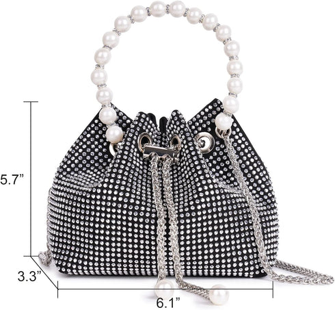 Desy & Feeci Bling Rhinestone Purse for Women, Glitter Clutch Handbag Bucket Evening Bag for Girls Wedding Party...