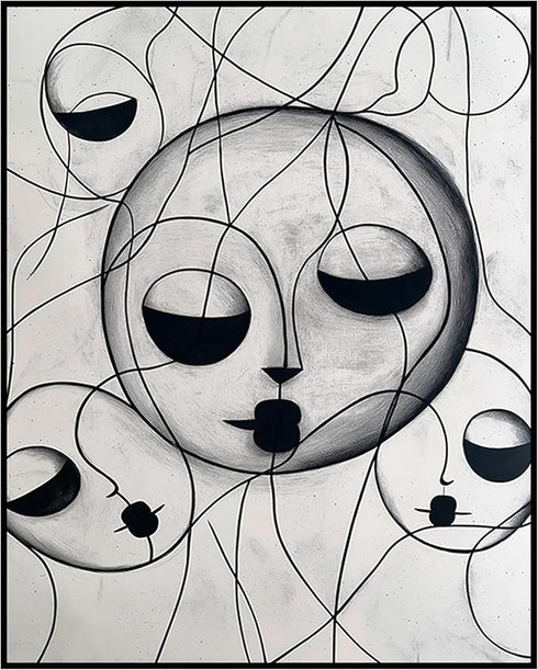 Posterizer 1 pcs-minimalist abstract faces line art-Abstract & Modern Art-Gift for Men Women Teens-Living Room Bedroom Decor- unframed wall art...