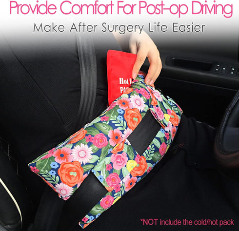 Hysterectomy Pillow Abdominal Surgery Seatbelt Pillows with Pocket Myomectomy Comfort Cushion for Belly Incision Tummy Tuck C-Section Recovery Gif...