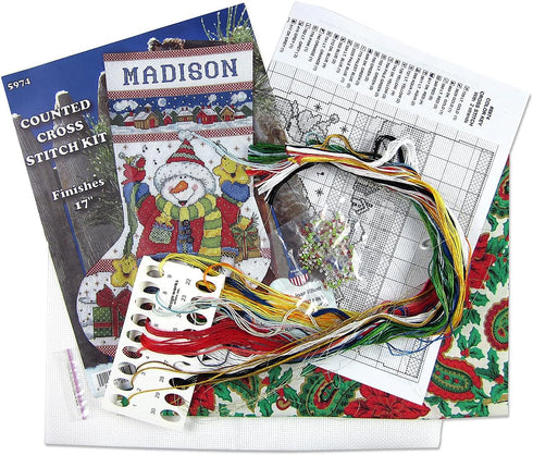 Tobin Snowman Fun Cross Stitch Stocking Kit, 17" Long, 14 Count...