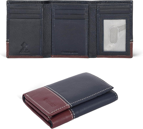ESTALON Real Leather Trifold Wallet For Men-RFID Slim Tri Fold Wallets Minimalist 3 fold Credit Card Holder ID Window (Patriot/Hazel)...