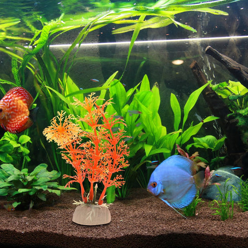 Aquarium Decoration, Aquarium Plastic Plants Decoration for Aquarium Fish Tank,4.72Inch(Orange,2Pcs)...